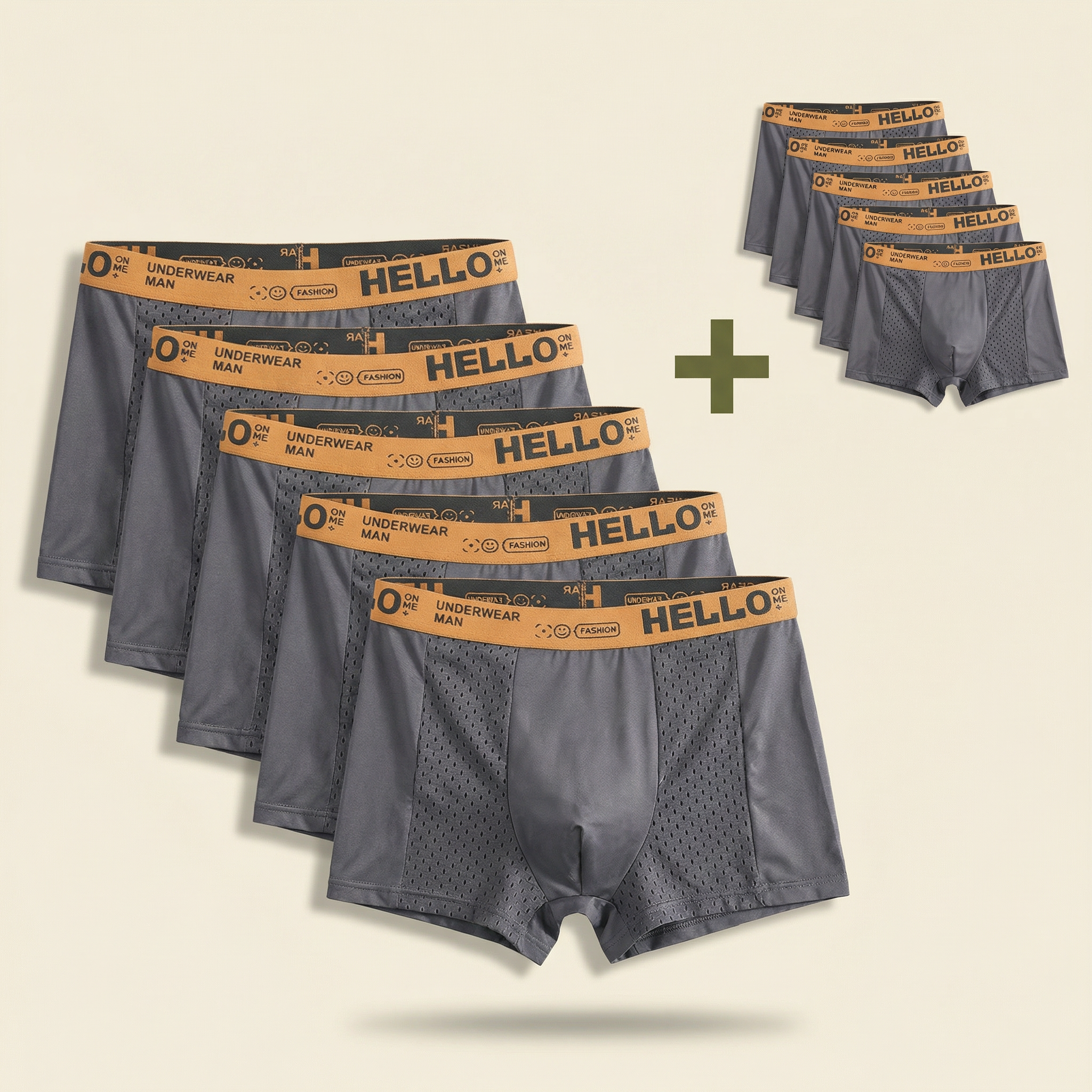 Hello Mesh Boxers 5-Pack Gray | + 5 FREE